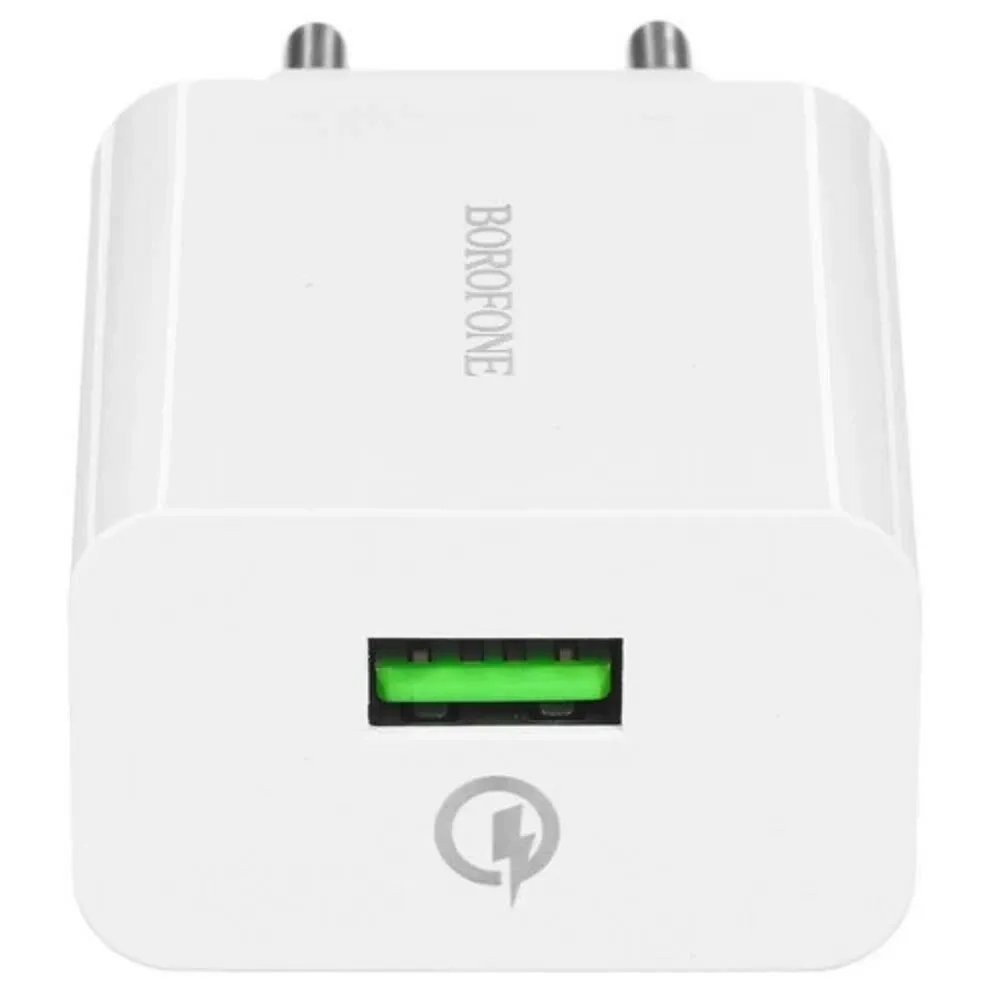 сетевое зар. устр-во с каб. V8 Borofone BA21A (1USB) в блистере 3.0А (white)
