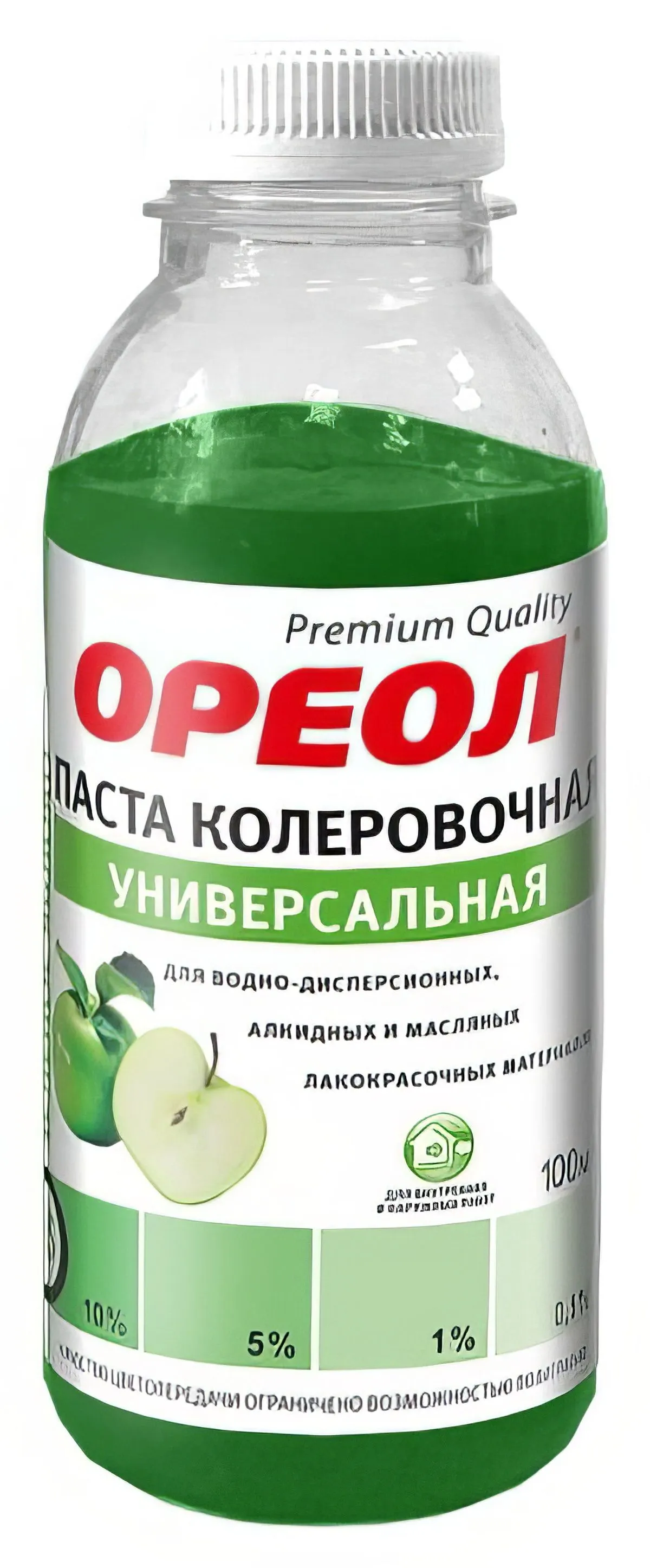 Колеровачная универсальная паста ОРЕОЛ зеленое яблоко (25)100 мл