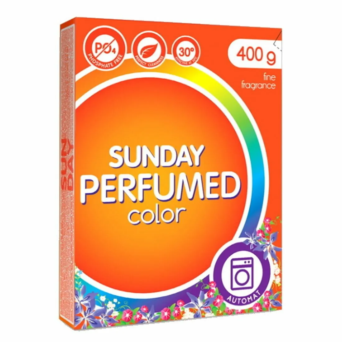 Стиральный порошок АВТОМАТ "SunDay ПАРФЮМИРОВАННЫЙ" КОРОБКА (400 гр) для ЦВЕТНОГО белья / 4 стирки (