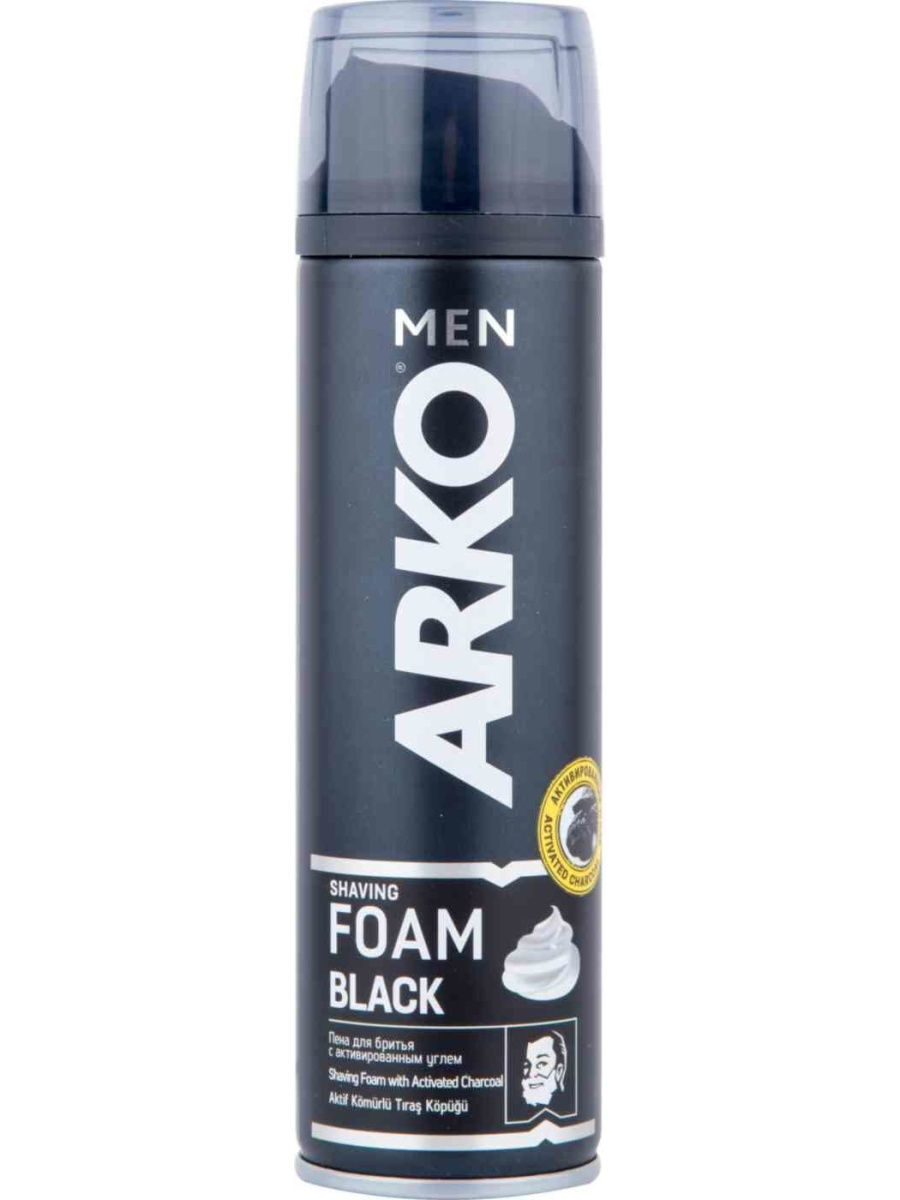 Пена ДЛЯ бритья "Arko Men" (200 мл) Black / Комфортное бритье / с Активированным углем (6 шт/спайка