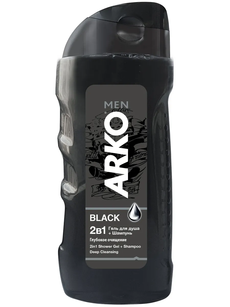 Шампунь-гель для душа 2 в1 МУЖСКОЙ "Arko Men" (260 мл) Black / Глубокое Очищение и Уход (6 шт/спайка