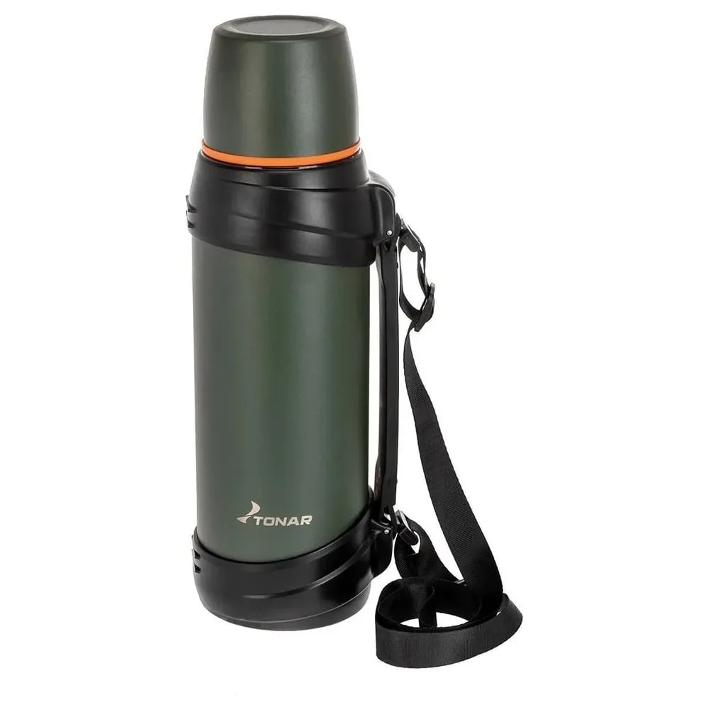 термос с ручкой 2500ML OD-TC01 черный/армейский зеленый / мет крышка откручиваюшаяся с лейкой