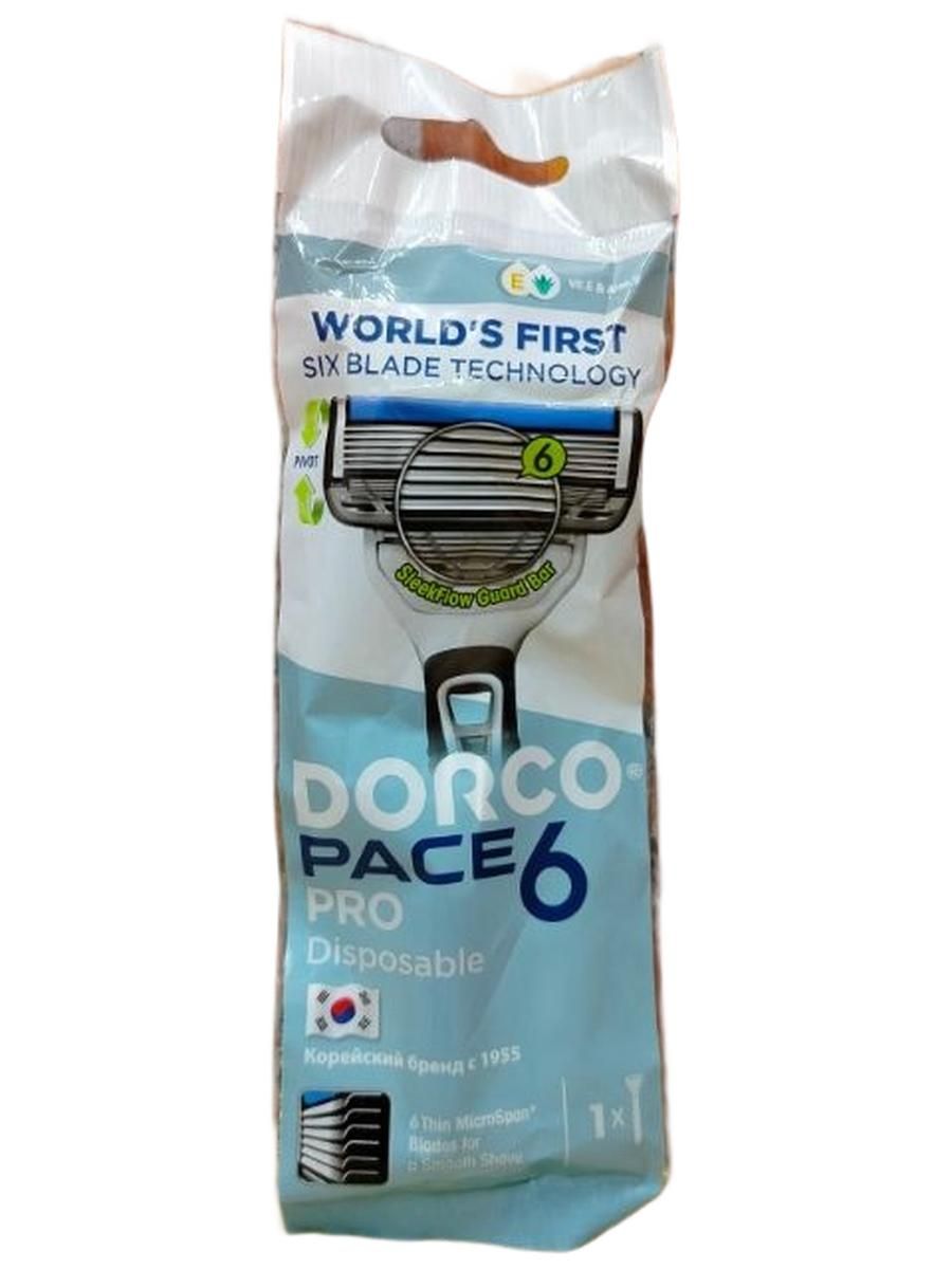 Станки для бритья одноразовые МУЖСКИЕ "Dorco Pace 6 PRO" SXE100-1P (1 шт/упак) 6 лезвий / плав. голо