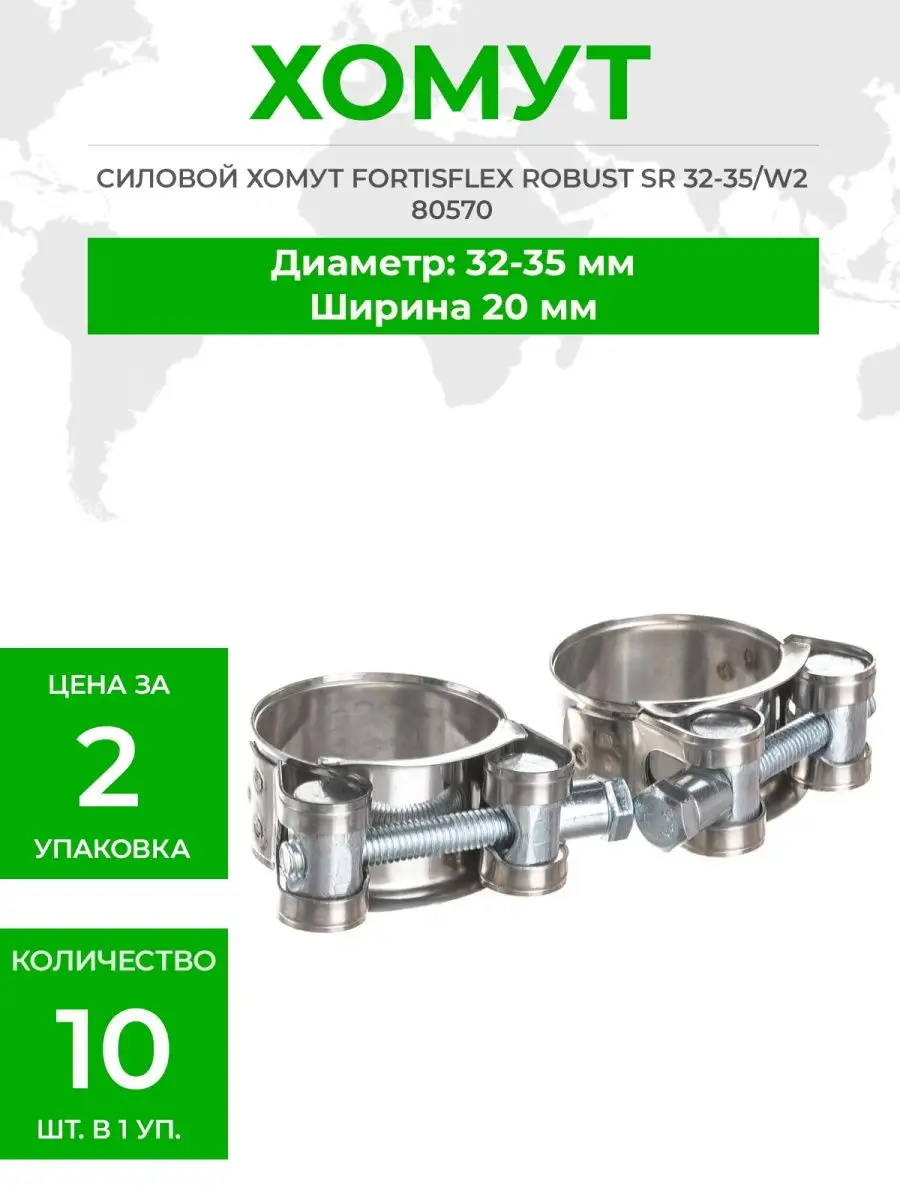 Хомут силовой ROBUST SR 23-25/W2 (Fortisflex)(уп. 10шт)нерж. (от 10 шт - СКИДКА) (10/250)