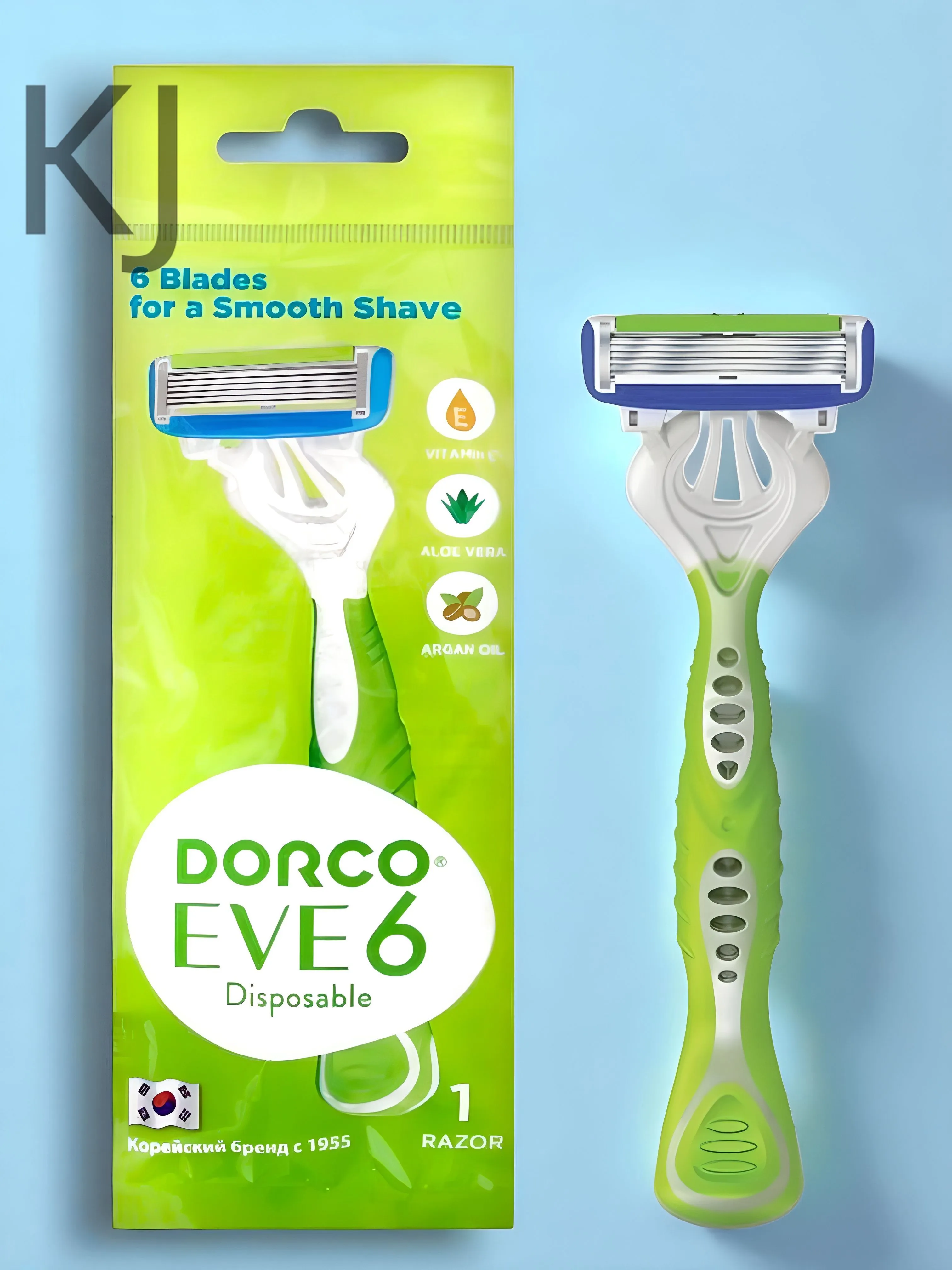 Станки для бритья одноразовые ЖЕНСКИЕ "Dorco Eve 6" SX A300-1P (1 шт) 6 лезвий / плав. головка / увл