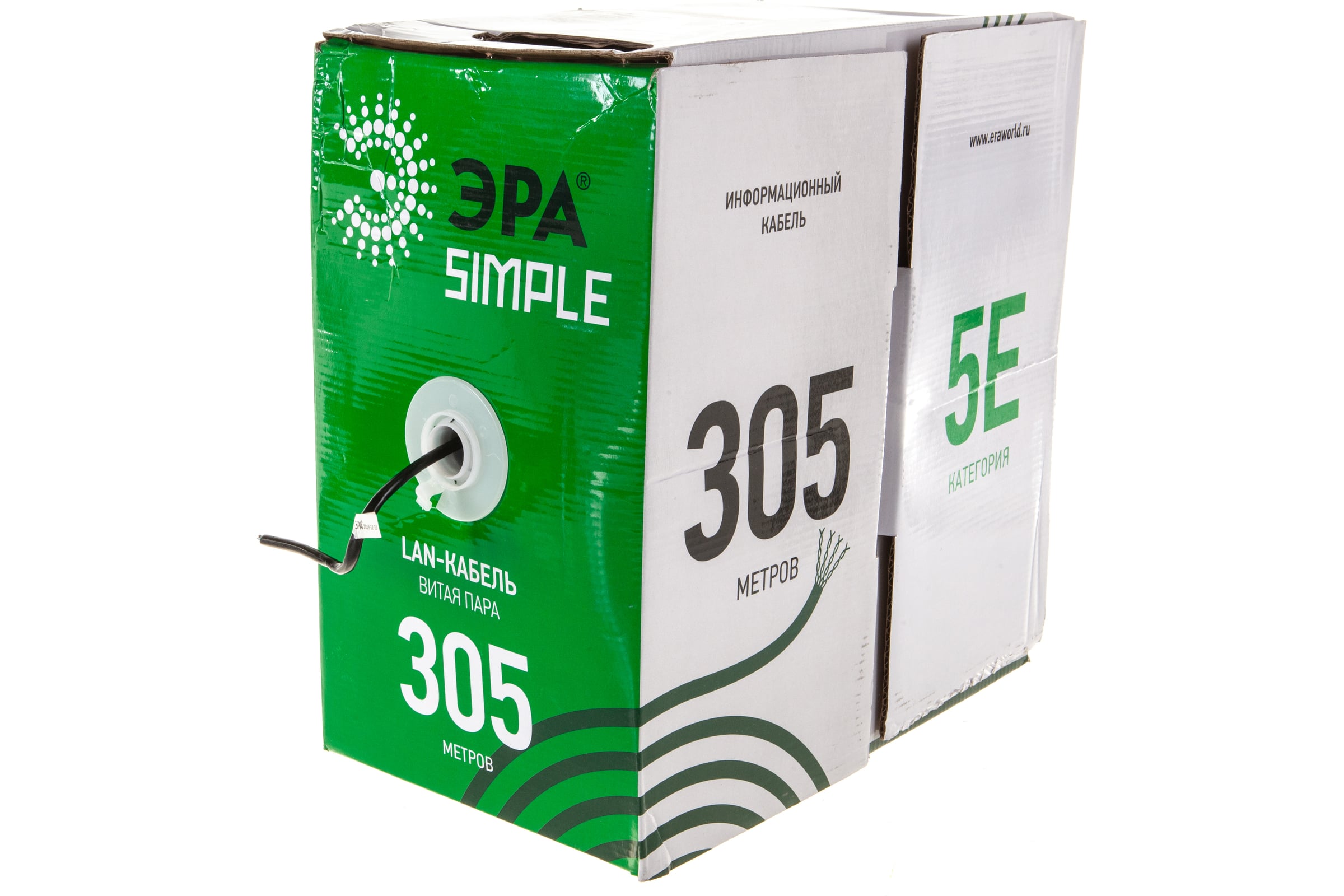 Кабель ЭРА витая пара U/UTP 4х2х24 AWG Cat5e CCA PE OUTDOOR 305м SIMPLE (UL-4-PVC-A) (1/2ШТ)