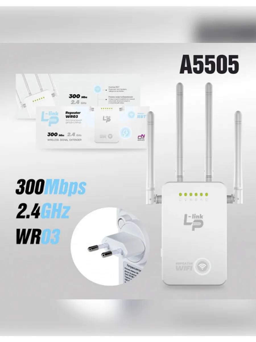 WIFI расширитель зоны сигнала / усилитель (Repeater) WR03-N 220v 300мбит/с 192.168.7.1 БЕЗ АНТЕНН