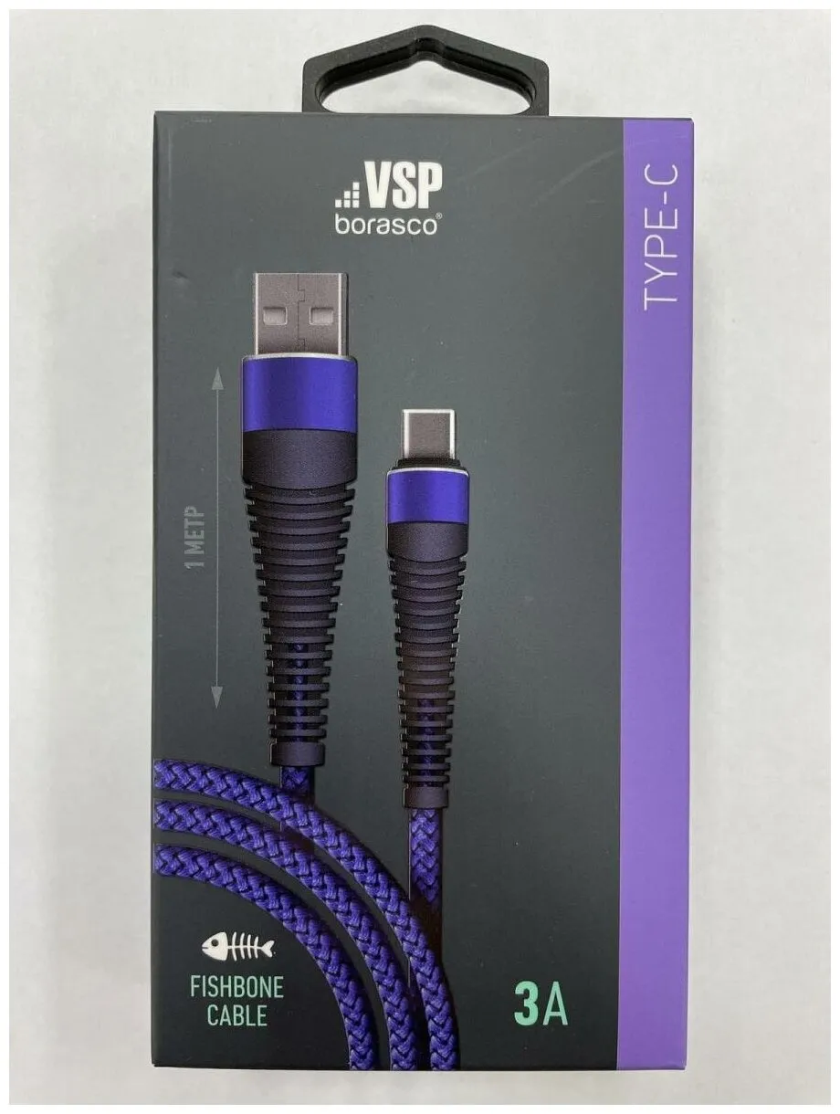 Дата-кабель Fishbone USB - Type-C, 3А, 1м, красный