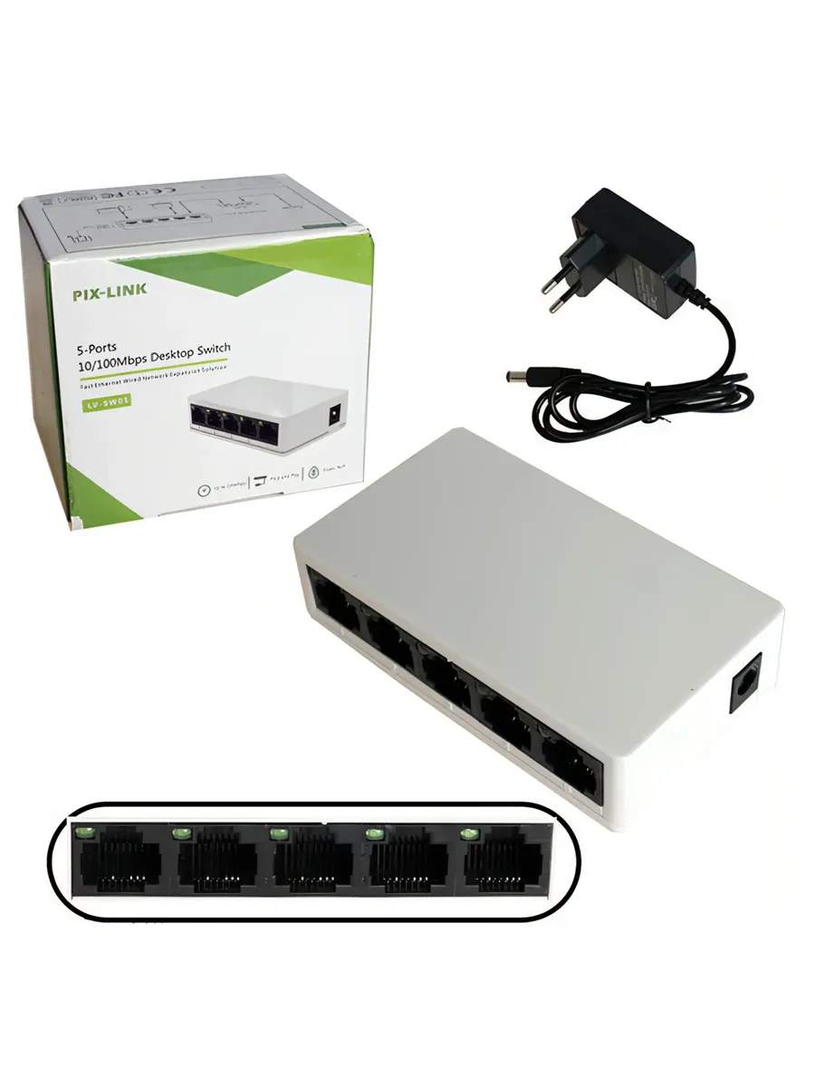 сетевой коммутатор 5-ми портовый PIX-LINK LV-GS05S SW05B (10/100/1000Mbps)