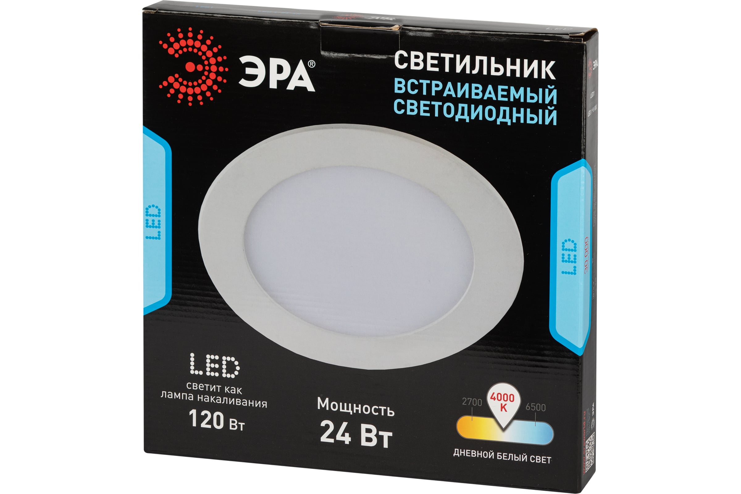 Св-к бытовой ЭРА LED 24Bт 6500K "Slim-4" 24-6K SPB-6