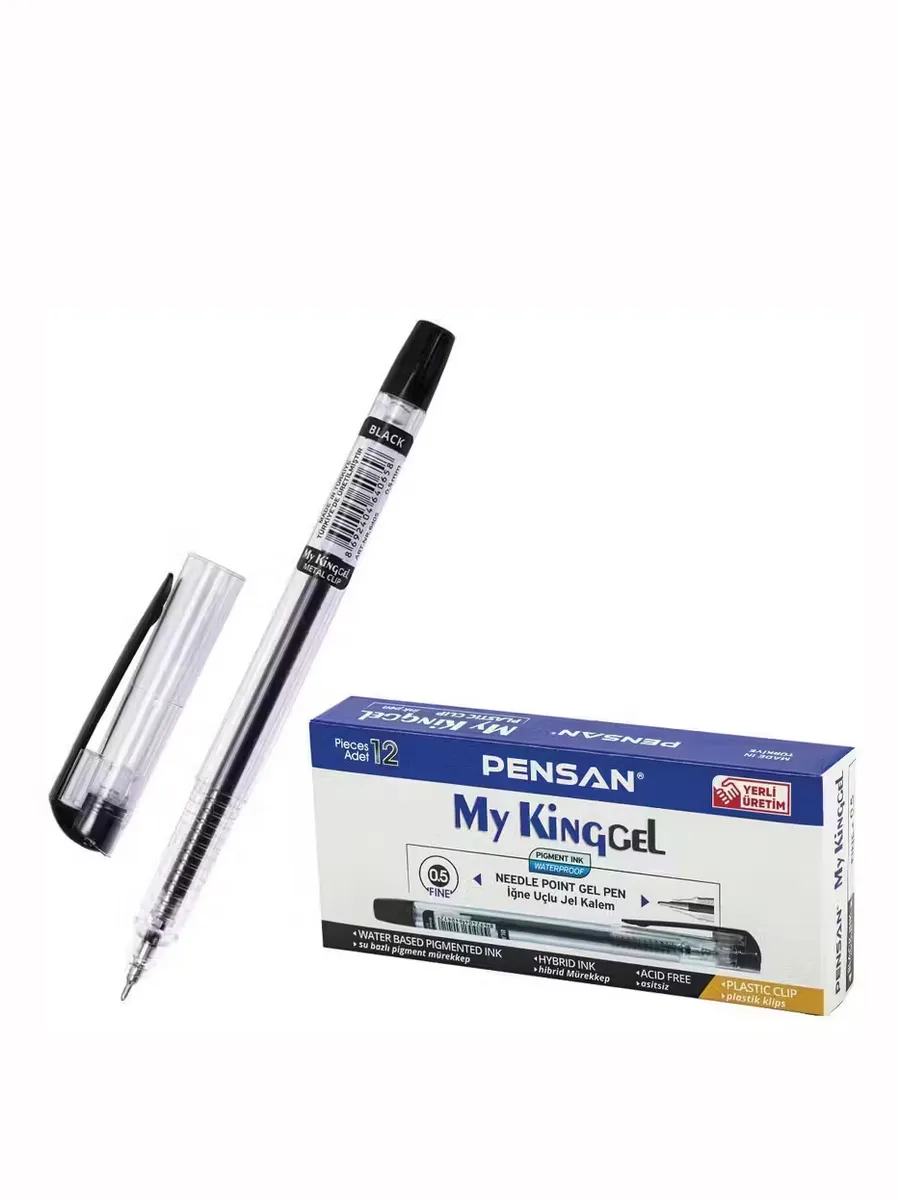 Ручка гелевая PENSAN «My King Gel» прозрач.корпус, игольч 0,5 мм ( линия 0,3 мм) черная