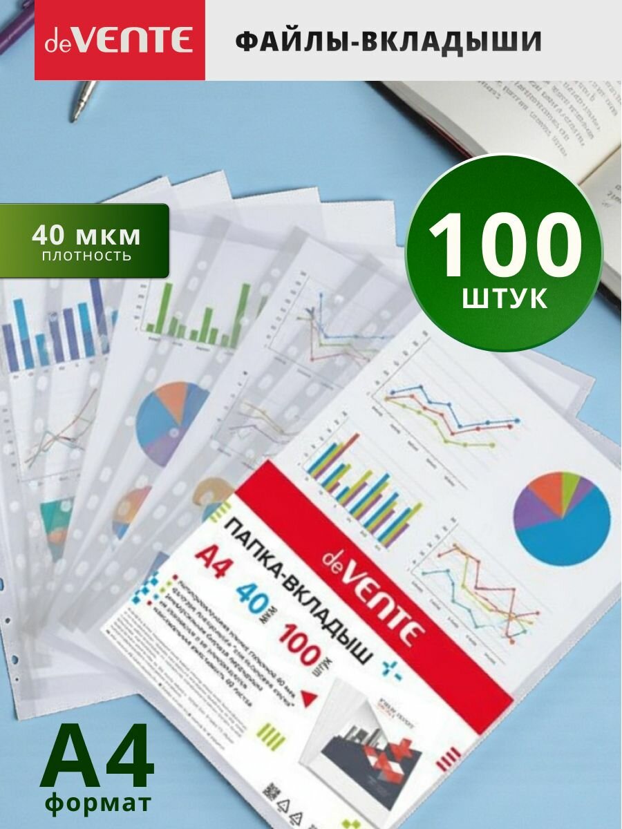 Папка-вкладыш "deVENTE" A4, 45 мкм, фактура "апельсиновая корка", (100 шт/уп), 3050009