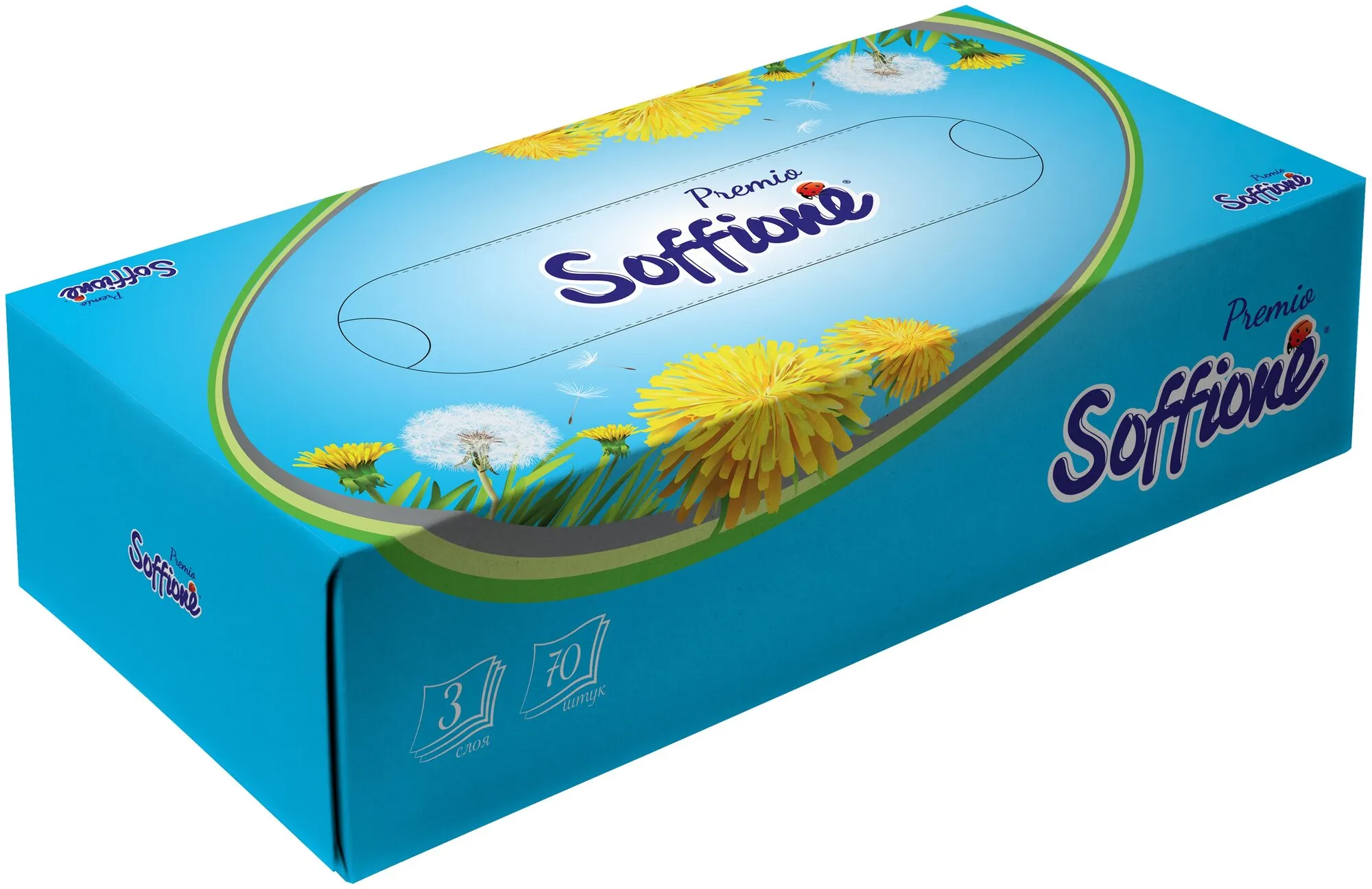 Салфетки бумажные SOFFIONE косметические 3 сл 70листов коробка/35 1997/7333