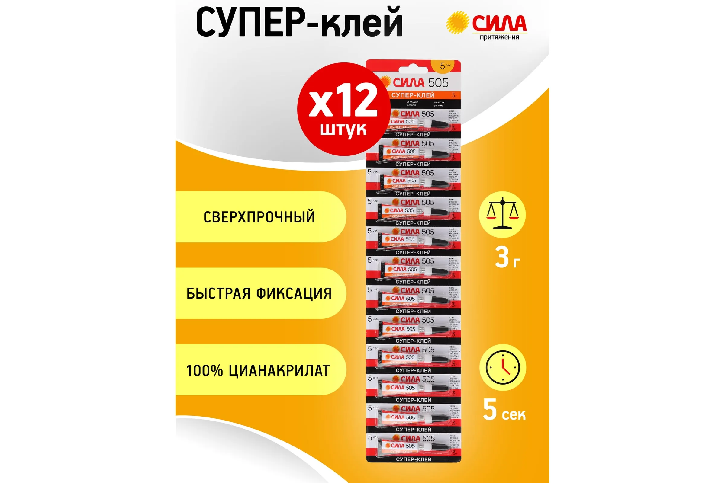 Клей ЭРА "Сила" СУПЕР-КЛЕЙ 3 гр. 12 шт. лента 505 (/576/18432) (P) NEW