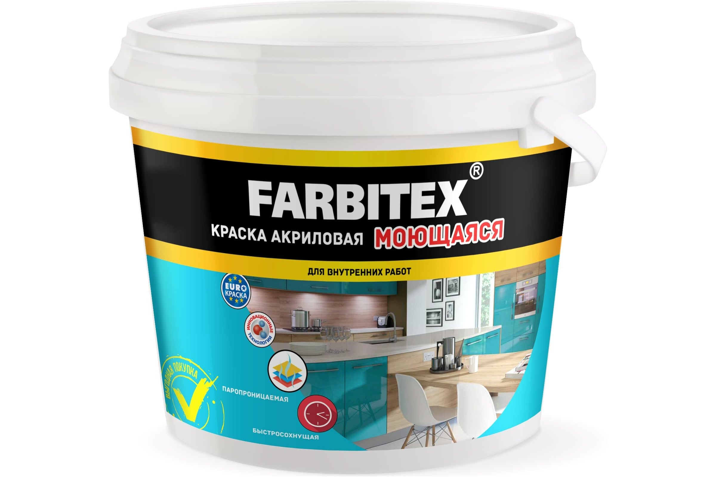 Краска акриловая Моющяся (13.0 кг) FARBITEX