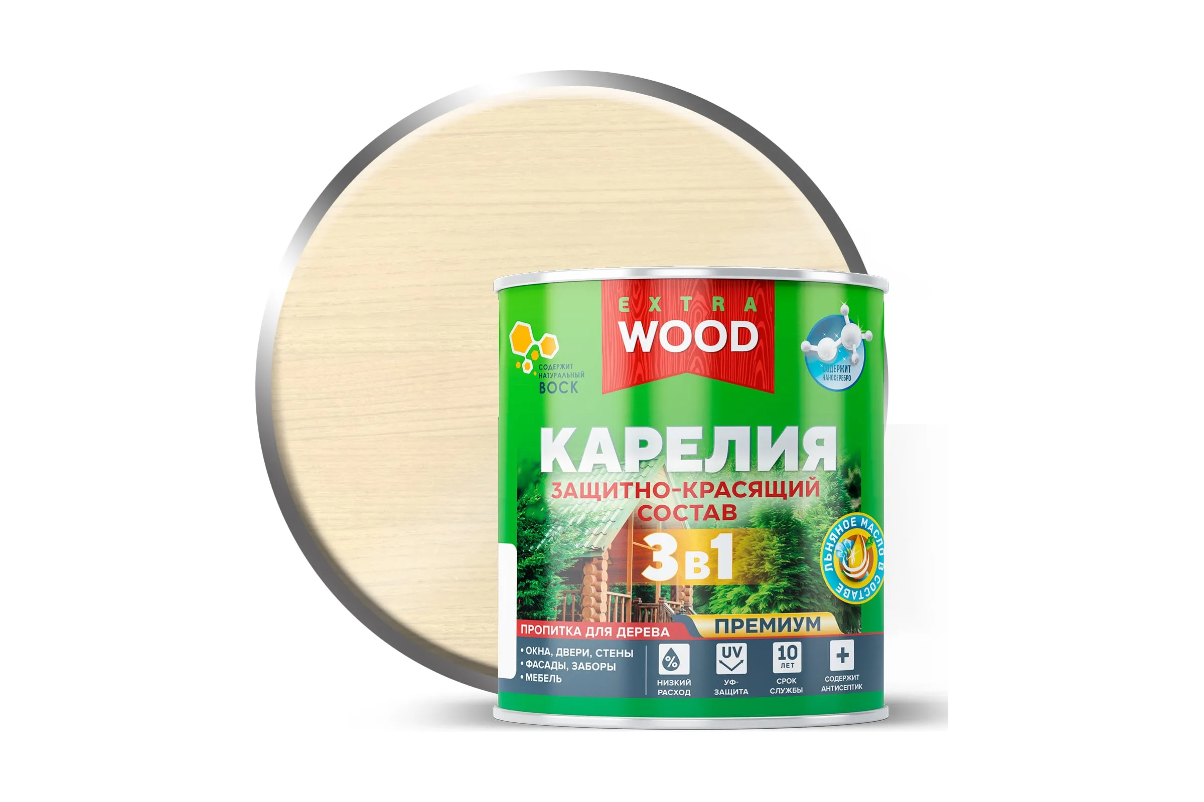 Защитно-красящий состав 3в1 для древесины Карелия Тик (0,75 л) WOOD EXTRA