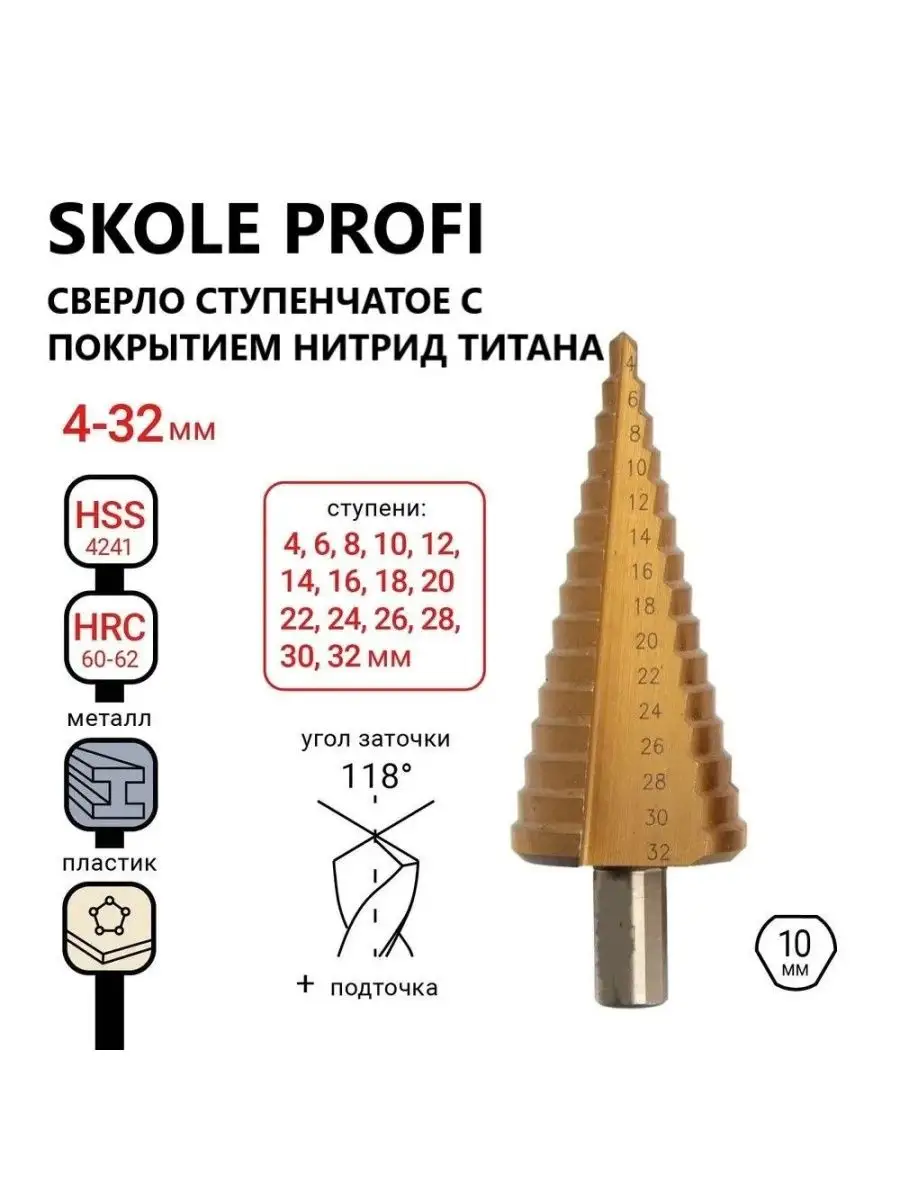 Сверло ступенчатое PROFI 4-32мм