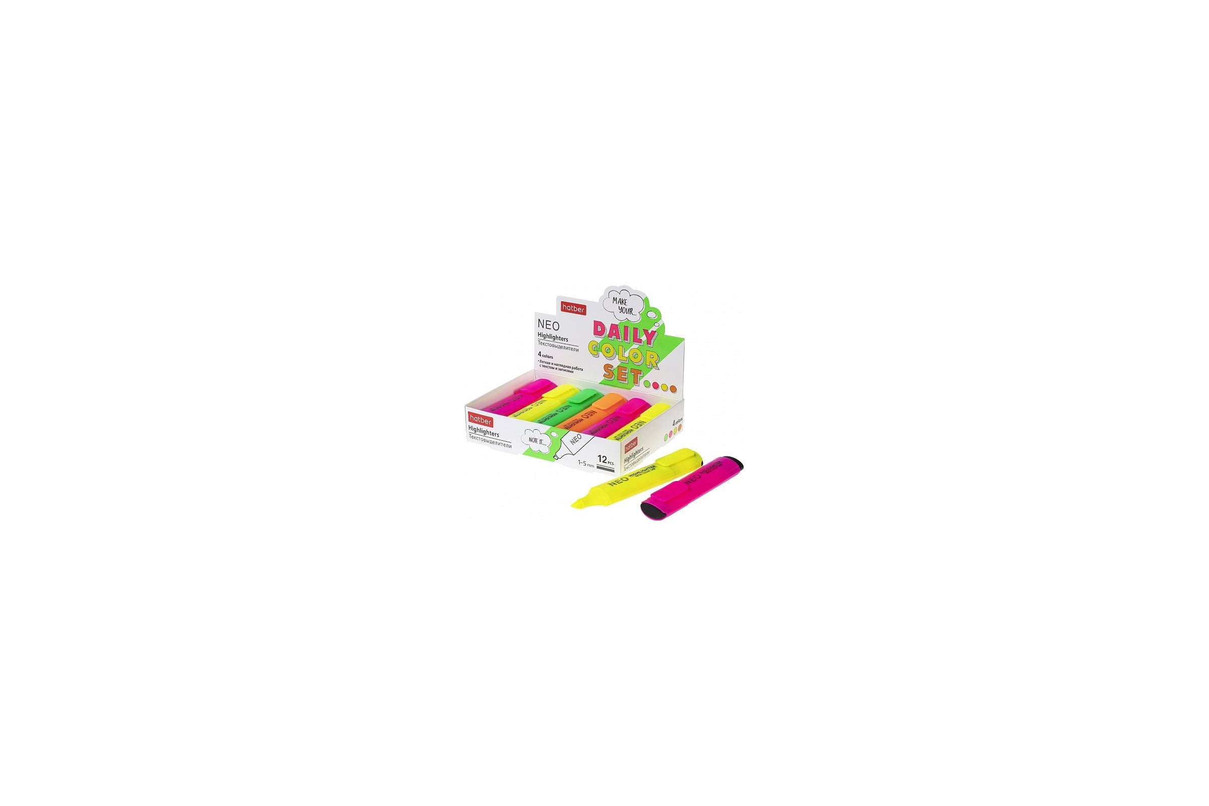 Текстовыделитель NEON, 6 цв, ассорти, BX-806
