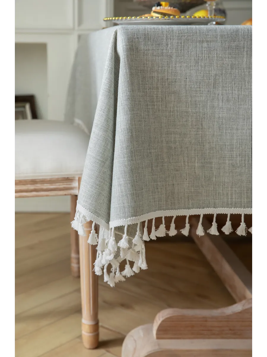Скатерть *Прованс с кисточками/ровный край микс* 140*220 см