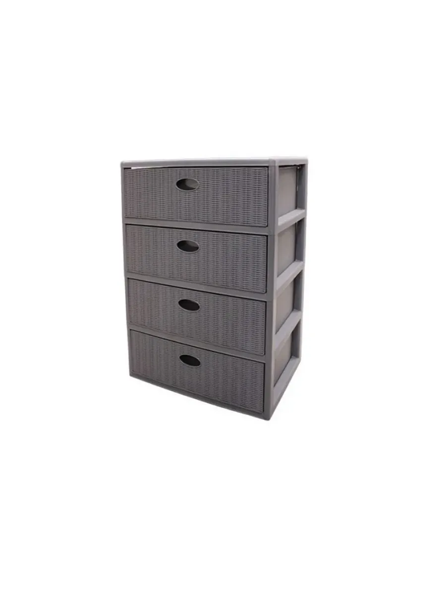 Комод ПЛЕТЕННЫЙ 4-х секционный антрацит 400x500x985 Dunya