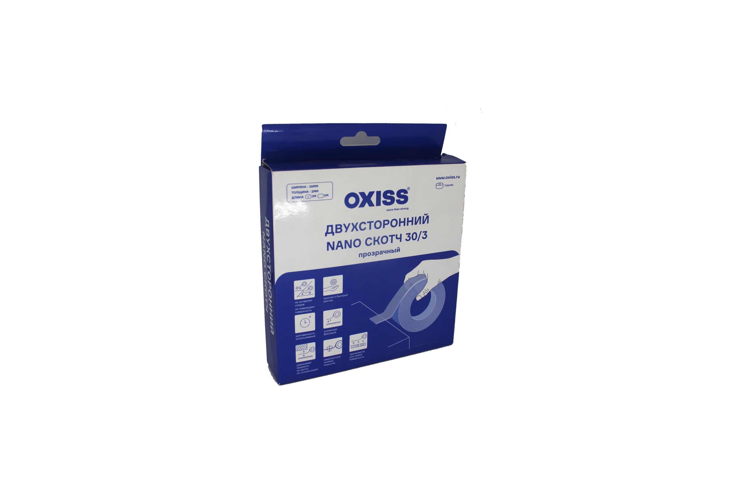 Двухсторонний NANO скотч OXISS 30/3, прозрачный