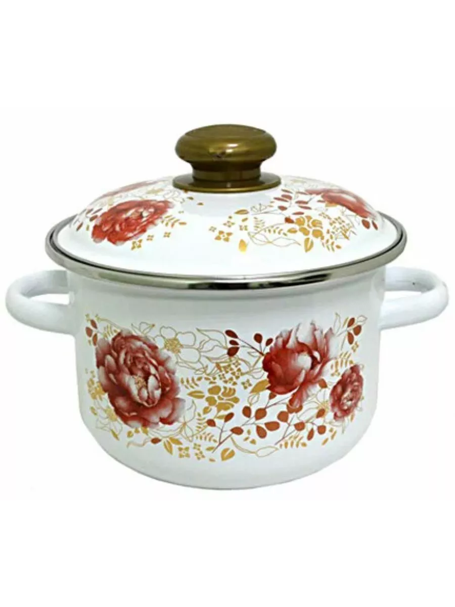 Кастрюля ЕМ-1502 ПИОНЫ 2,8л 20см эмаль (6)