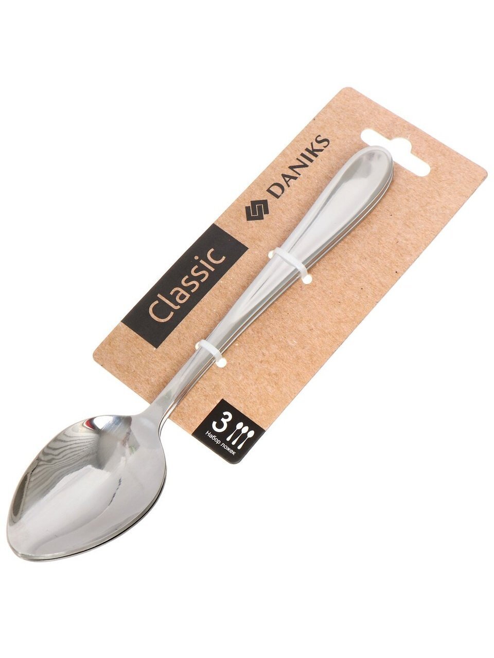Ложка нержавеющая сталь, 3 предмета, столовая, Daniks, Classic