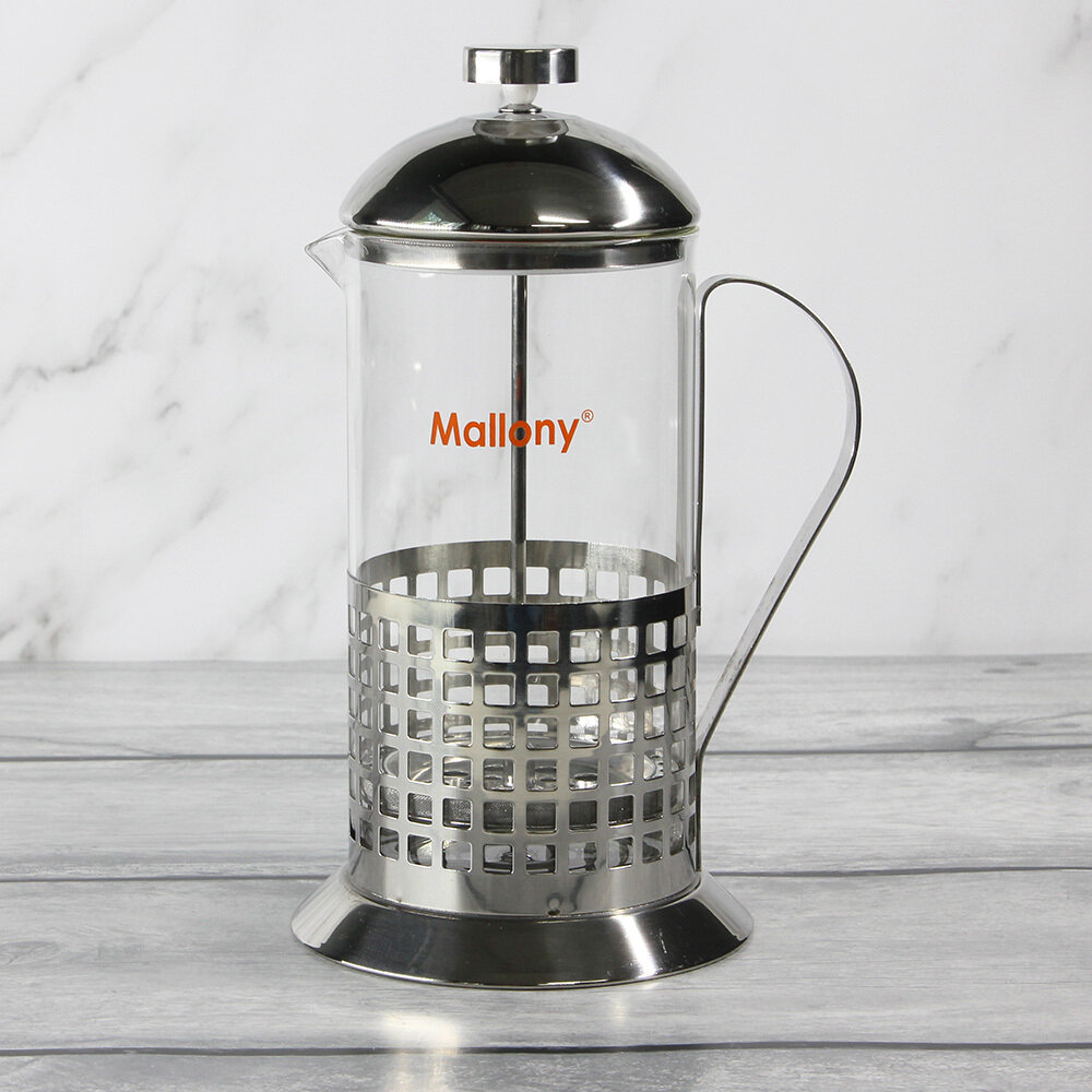 Чайник/кофейник (френч-пресс) 1000мл, Caffe, нерж сталь/стекло, B535-1000ML Mallony 950081