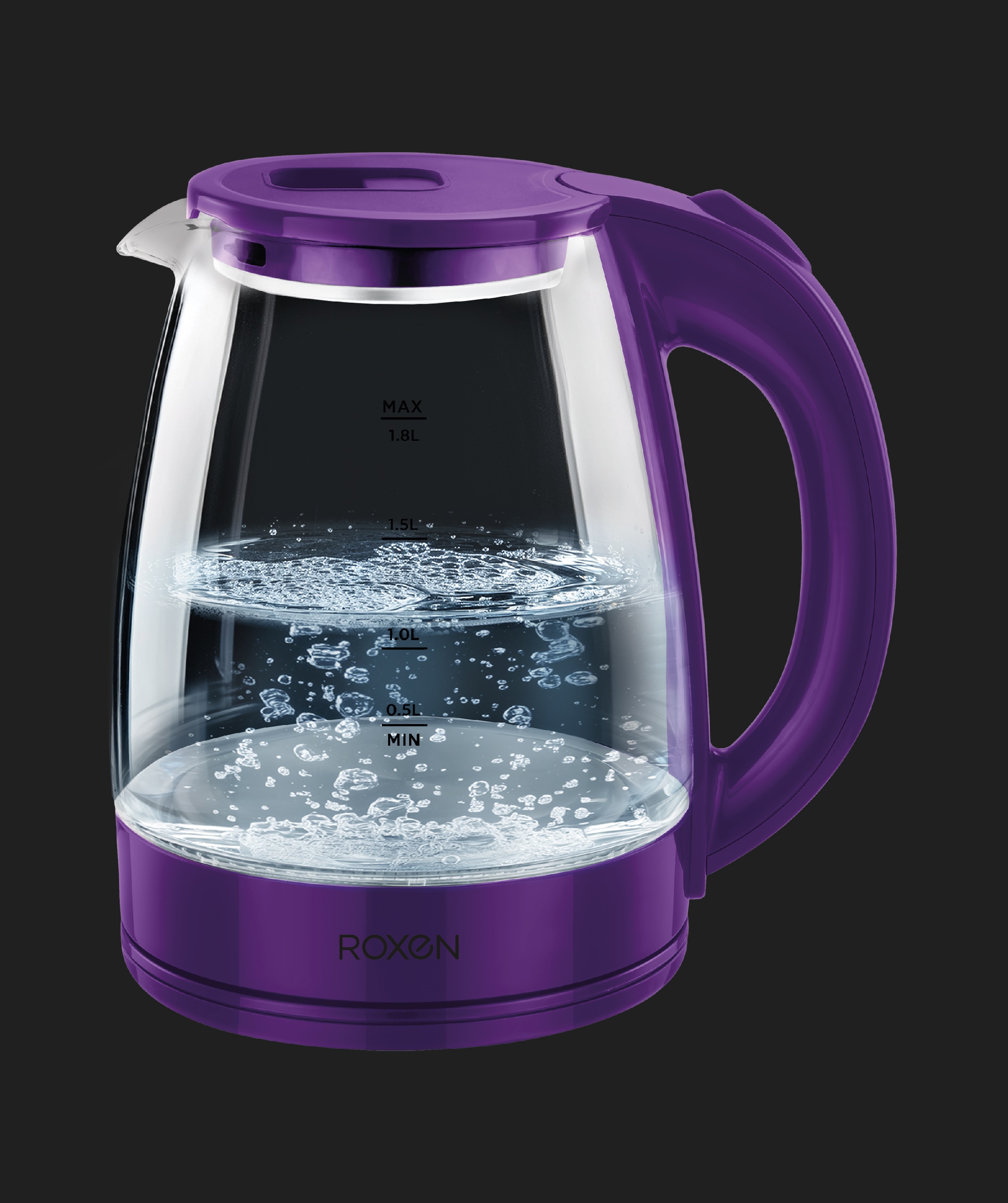 МБТ Чайник электрический ROXEN, стекло 1,8л RX-701 Purple 1500Вт. (12)