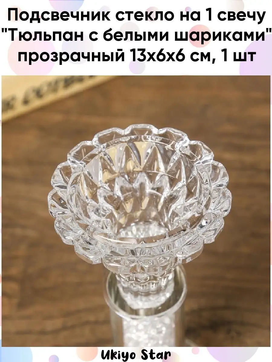 Подсвечник стекло на 1 свечу "Юнона", прозрачный 6х5х4,5 см 2269942