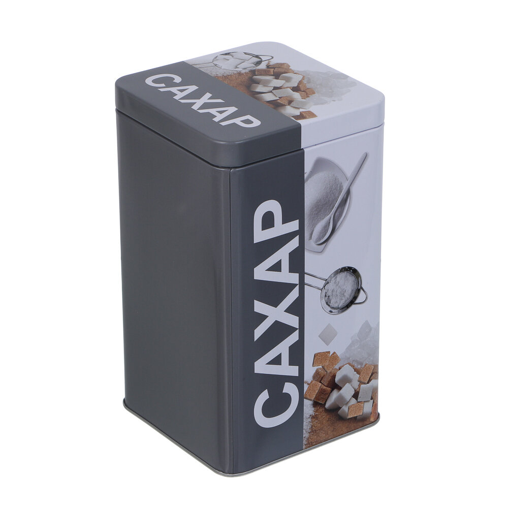 Банка для сып продуктов, мет-л, 9х13 см, с крыш, Сахар, Y3-1188-2 (1)