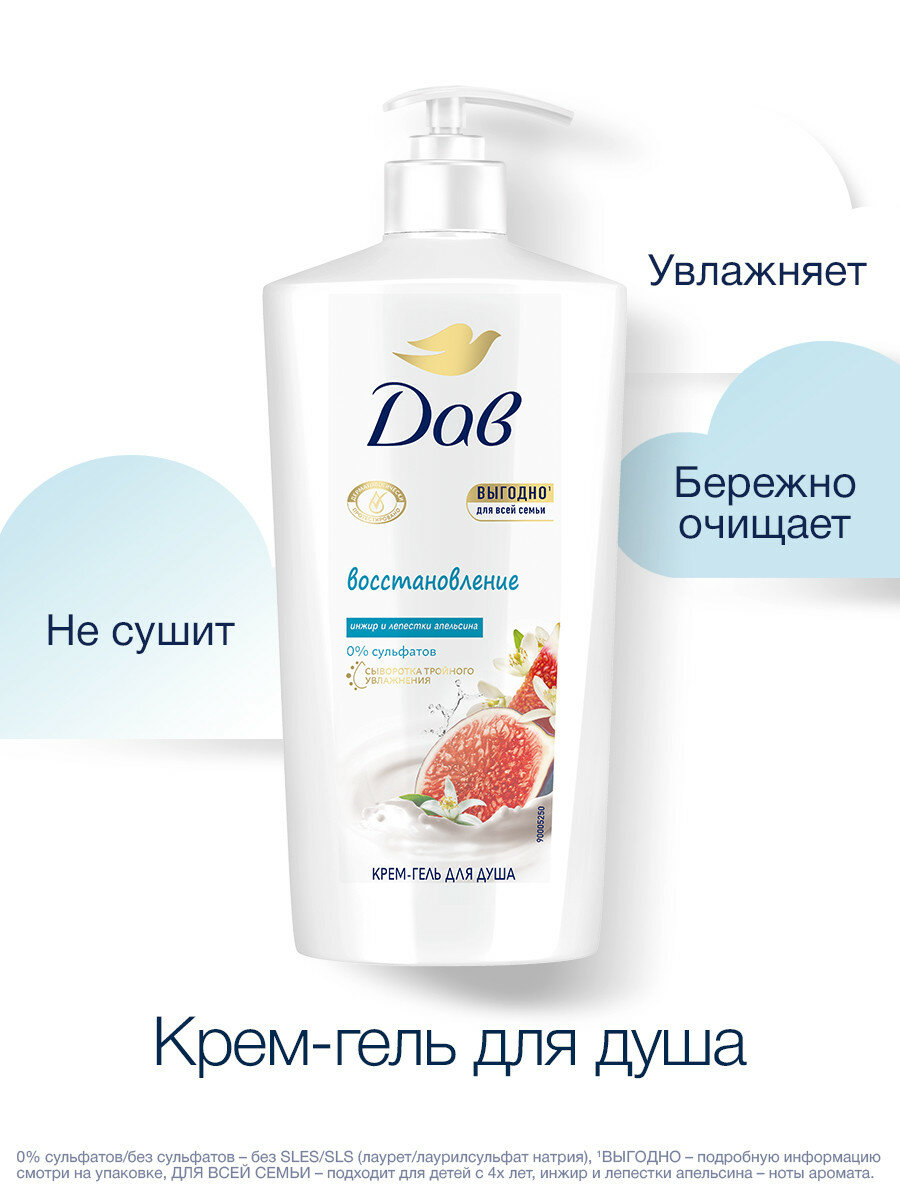 Крем-гель для душа "Dove" КУРОК (610 мл) Инжир и лепестки Апельсина / для всей Семьи (8 шт/ящ)