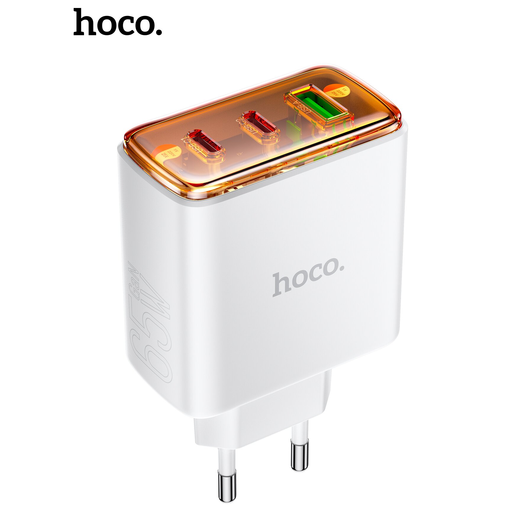 Сетевой адаптер HOCO CS44A Smart PD65W (2C1A) Charger (EU) White