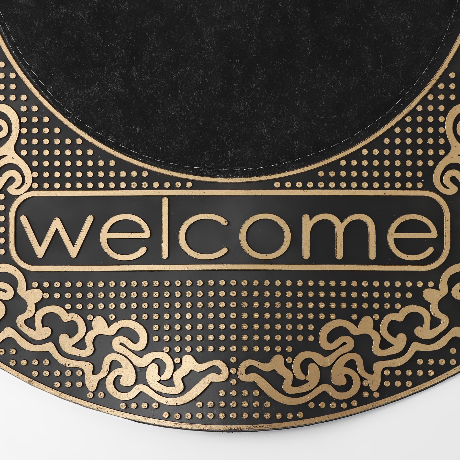 Коврик придверный полукруглый «Welcome цветы», 45×75 см, цвет серебряный